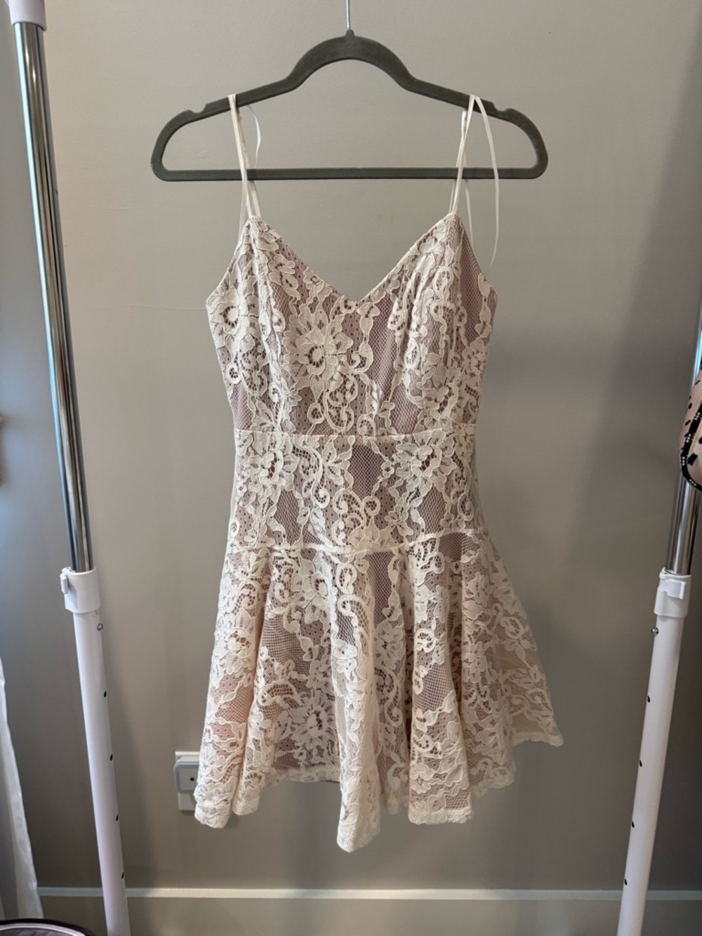 L'ATISTE Blush Lace A-Line Mini Dress